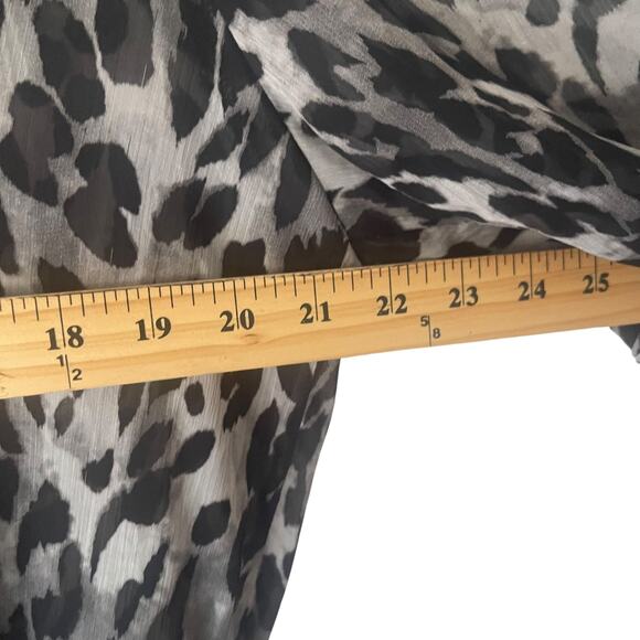 Charter Club Women's Size Large Leopard Print Animal Sheer Black Top - Picture 7 of 8